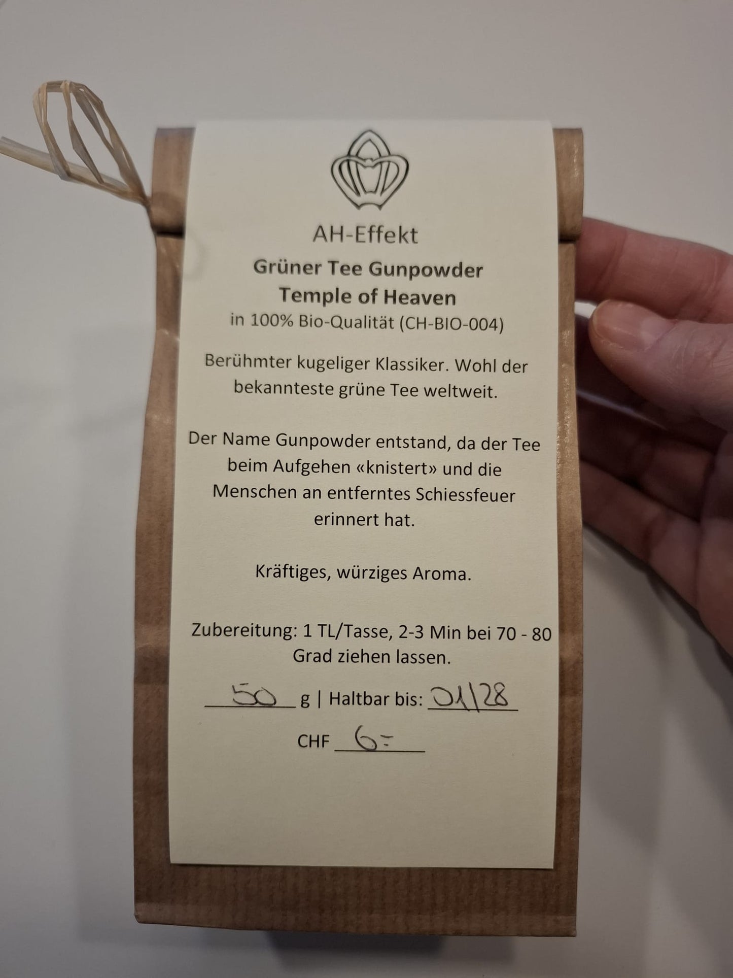 Grüner Tee Gunpowder Temple of Heaven bio 50g