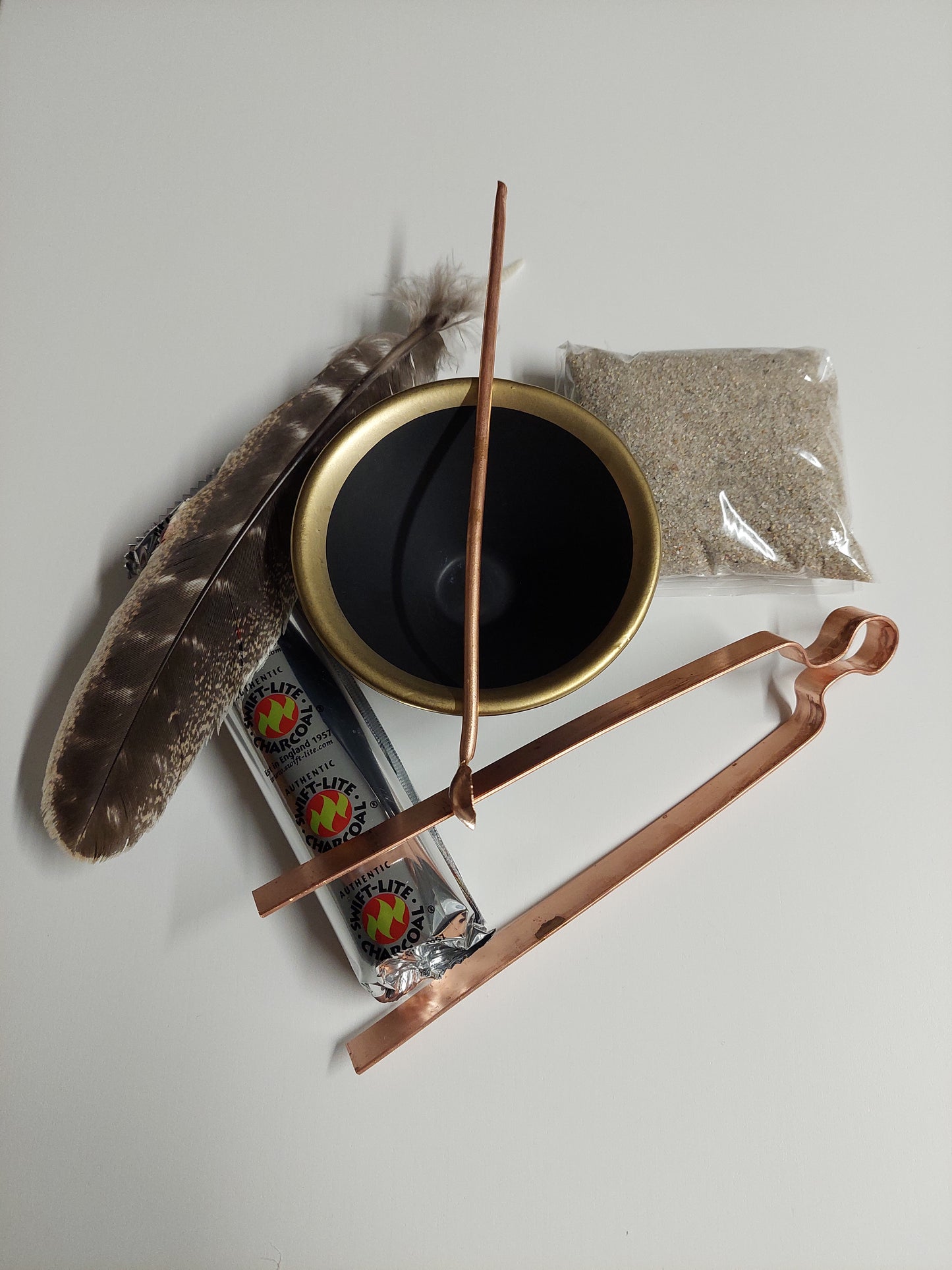 Räucherset mit kleiner Keramikschale schwarz-gold