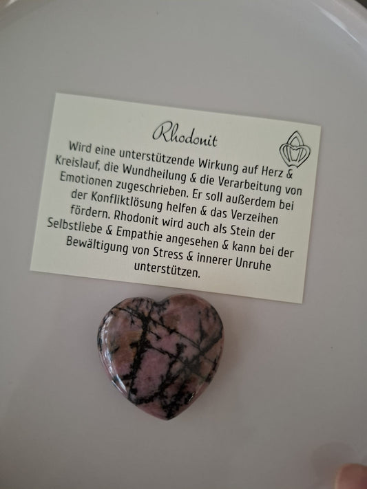 Mineralien-Herz 35mm Rhodonit AA-Qualität