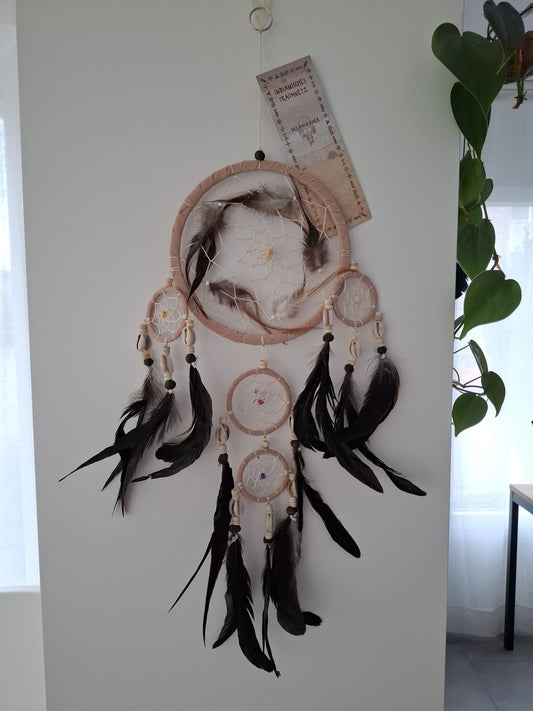 Traumfänger Mobile mit Kauri Muscheln Leder 50cm (natur)
