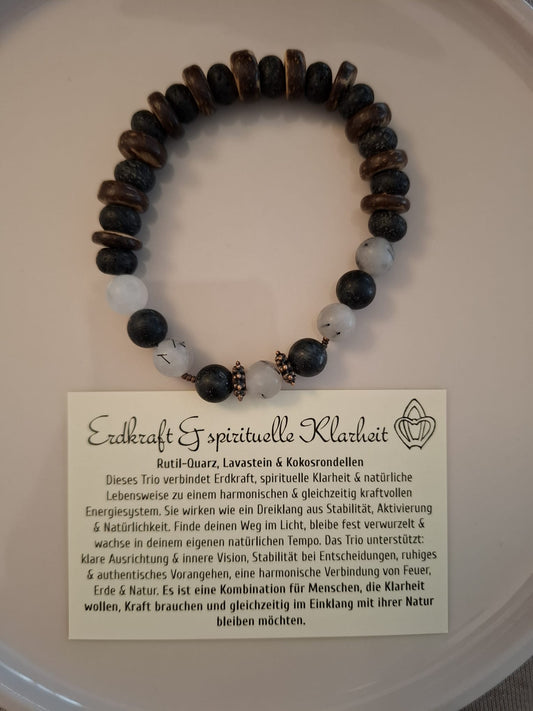 Heilstein-Chetteli Erdkraft & spirituelle Klarheit mit bronzefarbenen Elementen