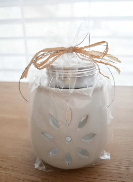 Gschänkset Räucherstövli "Blumen" aus Keramik mit Räuchermischung "Rauhnächte"